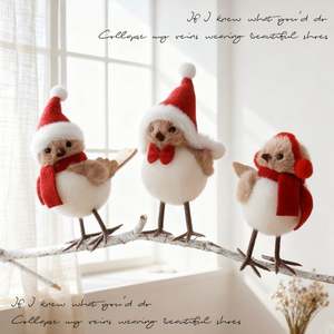 Decoración Navideña para el Hogar, Adorno Colgante de Árbol de Navidad con Lindo Pájaro de Peluche, Decoración Artesanal de Pareja de Osos para Fiesta de Navidad, Regalo de Santa - Product Image 2