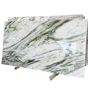 Dalle murale de luxe en marbre vert, motif Phénix, pierre polie pour comptoirs, salle à manger intérieure, décoration de villa - Product Image 1