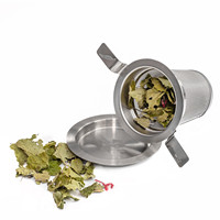 Infuseur à thé en acier inoxydable moderne de qualité alimentaire pour thé en vrac, avec couvercle et plateau anti-goutte, pour théières et tasses suspendues