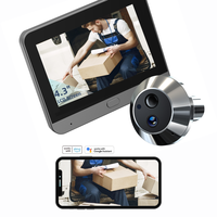 Mini caméra de porte à judas audio à sens unique avec écran 4.3 "Caméra œil de chat HD 3MP avec affichage de batterie 5000mAh pour villa d'appartement