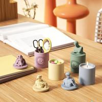 UOBOBO Pots à bougies de luxe en béton style sculpture grecque avec couvercle pour la fabrication de bougies