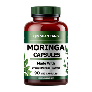 Qinshantang nhãn hiệu riêng hữu cơ vegan <span class=keywords><strong>Moringa</strong></span> lá bột viên nang chiết xuất thảo dược cho giảm béo trống chân không đóng gói chai - Product Image 1