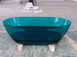 Stone Resin New Design Colorful Transparent Crystal Resin Freestanding Bathtub Soaking Tub Hotel Classic Bath