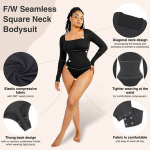 Custom Plus Size Outono Inverno Alto Estiramento Top Sólido Uma Peça Macio Sem Costura Manga Longa Shapewear <span class=keywords><strong>Bodysuit</strong></span> Slim Shapewear para - Product Image 5