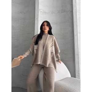 ชุดเสื้อคลุมถักนิตติ้งแบบสามชิ้น สไตล์ลำลอง รุ่นใหม่ล่าสุด ไซส์ XL ฟรีไซส์ สำหรับฤดูร้อนและฤดูใบไม้ร่วง - Product Image 3