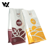 Sacs à café personnalisés imprimés avec fermeture éclair, toucher doux, 250g 4oz, blanc mat, avec valve pour torréfacteur, grains de café, thé