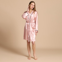 Peignoir en Soie Polyester Douce pour Femme, Personnalisable avec Logo, Imitation Satin, Lisse, pour Vêtements de Nuit – Vente en Gros