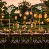 Arche de table de mariage plaquée or de qualité supérieure, support rectangulaire en métal de 230 cm de large, écologique, durable, avec pinces à vis stables