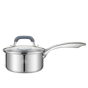 Casserole à lait Pennyson à double paroi en acier inoxydable <span class=keywords><strong>argenté</strong></span> 16 cm, antiadhésive, facile à nettoyer, compatible gaz et induction, avec couvercle en verre - Product Image 6