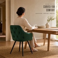 Chaise de salle à manger en velours avec pieds en métal noir, fabrication OEM/ODM sur mesure, conforme EN 16139 et BSCI, pour la maison (vente en gros)