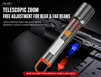 Lampe torche puissante en alliage d'aluminium rechargeable, rétractable, étanche, 3000 lumens, portée du faisceau 400-500 m, mise au point réglable