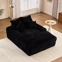 Chaise longue extra-large, coussin moelleux, canapé-lit confortable en velours côtelé, accoudoirs larges, mousse haute densité