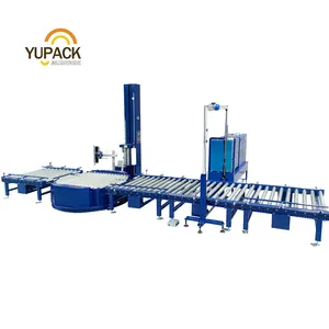 Fully automatic customized pallet packaging line wrapping and strapping machine