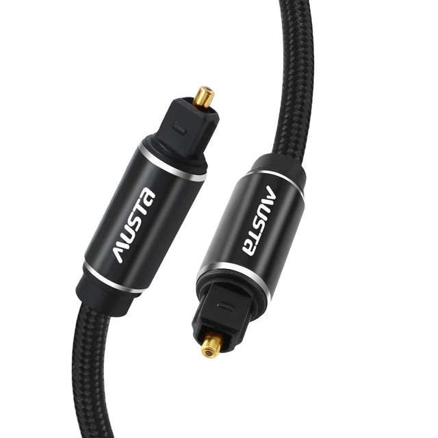 High Sound Quality 1.5m Black Aluminum Alloy Toslink Optical Audio Cable Braid Shielding PVC Jacket Gold Plated for HDTV Speaker