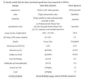 Sorbate de potassium de qualité alimentaire 99 % de pureté en vrac, excellent <span class=keywords><strong>antiseptique</strong></span> pour la production de cornichons, sauces et produits laitiers - Product Image 4