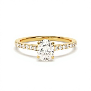 <span class=keywords><strong>Bague</strong></span> en diamant de laboratoire ovale, <span class=keywords><strong>bague</strong></span> de fiançailles en <span class=keywords><strong>or</strong></span> 14 carats avec diamant de laboratoire ovale - Product Image 1