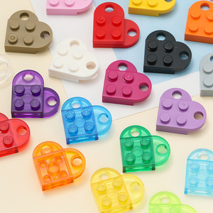 Heart-<b>Shaped</b> Building <b>Block</b> Keychain Acrylic Pendant Double Hole Portable DIY Creative Accessory 4 Packs Approx 8g - Product Image 3