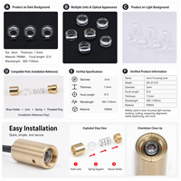 Lentille laser optique ZhonNa 3mm F2.9, lentille en plastique biconcave de 1,5 mm d'épaisseur, module de point de focalisation, pièces d'équipement laser industriel