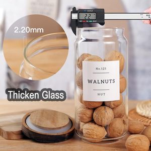 Bocaux de conservation en verre de différentes tailles avec couvercles, récipients de stockage alimentaire en verre personnalisés pour la cuisine, bocaux à épices Mason avec couvercles en acacia - Product Image 5