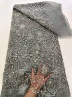 Tissu brodé de fleurs en relief 3D avec perles AO.YI. pour robes de mariée et robes de soirée - Robes de mariée et tenues de soirée