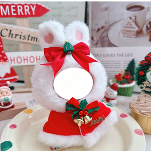 Gorro Navideño de Conejito para Muñecas con Lazo Rojo y Cascabeles, Accesorio de Juguete de Peluche Suave de Poliéster, Unisex - Product Image 5
