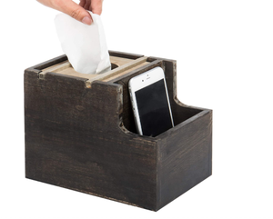 2021 Custom High Quality Rustic Dark Vintage Wood Tv Tissue Box