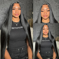 Perruques en cheveux humains bruts péruviens lisses comme des baguettes, sans colle, vierges, avec dentelle frontale complète 13x6 pour femmes noires