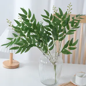 Vaso de folha verde artificial de videira, planta verde artificial de videira