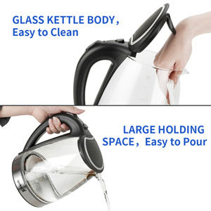 Bouilloire électrique en verre Zokop 1,8 L 1200 W avec arrêt automatique pour usage domestique - Product Image 4
