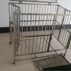 HF veteriner kliniği kafes köpekler için evcil hayvan kulubesi tekerlekler ile köpek kafesi çelik katlanabilir köpek kafesleri kasaları - Product Image 5