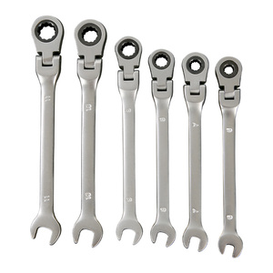 Clé à cliquet flexible OEM Cr-V 6-22 mm, finition chrome satiné, clé combinée pour mécanicien - Product Image 1