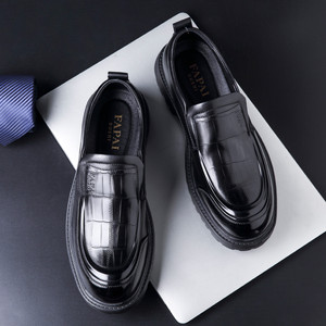 Mocasines de Cuero Genuino para Hombre Papai Dushi, Color Negro, Piel de Vacuno de Primera Capa, Tacón Medio, Zapatos Casuales Cómodos - Product Image 2