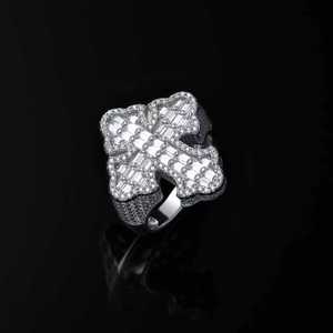 남녀공용 명품 힙합 지르콘 반지 14K 금도금 황동 합금 큰 원형 스톤 - Product Image 3