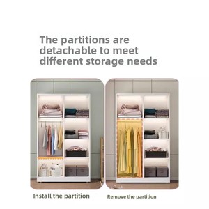 Armario de Bambú Resistente a la Humedad para Dormitorio, Moderno, Simple, Económico, con Puerta Corredera, Combinación de Armario - Product Image 3