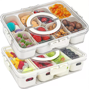 Boîte à goûter portable, récipient à fruits, récipient à nourriture, <span class=keywords><strong>plateau</strong></span> à goûter à compartiments séparés <span class=keywords><strong>avec</strong></span> <span class=keywords><strong>couvercle</strong></span> - Product Image 1
