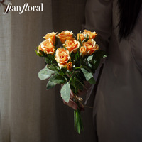 Mini-bouquet de roses artificielles en soie, tiges de roses réalistes à haute densité, bouquet noué à la main, 27 cm, longue durée, Fête des Mères
