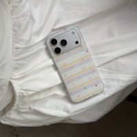 NOUVELLE Coque de téléphone IMD mate à rayures colorées et étoiles pour iPhone 18 Pro Max 17 Pro 16 15 14 13 – Housse de protection tendance pour filles