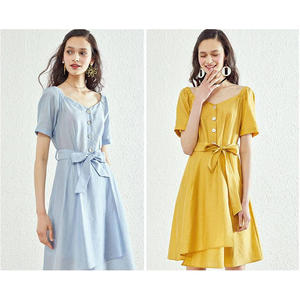 Ademende Zomer Damesjurk 20% Linnen 80% Rayon Viscose Blend Jurkje Franse Voorraad Linnen Stof Prijs Per Meter - Product Image 6