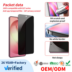 Protection d'écran en verre trempé OEM ODM anti-espion pour Samsung S27 Series 9H, compatible avec les capteurs d'empreintes digitales, film anti-rayures - Product Image 1