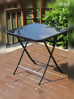 Table basse en verre 60x60cm, bureau pliant carré pour chambre à coucher, salle à manger, maison, patio, jardin
