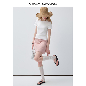 VEGA CHANG <span class=keywords><strong>T</strong></span>-<span class=keywords><strong>Shirt</strong></span> Bianca da Donna con Collo Rotondo e Maniche Corte, Stile Slim Fit e Taglio Corto, Maglietta Casual Basic all'Ingrosso - Product Image 1