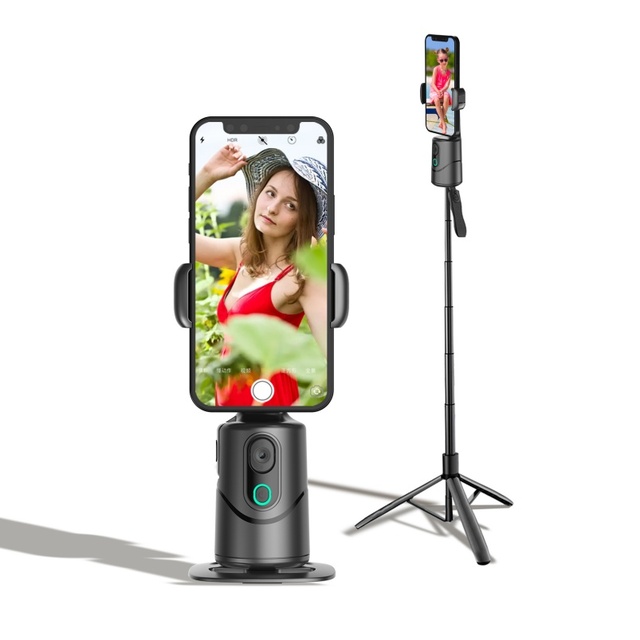 AI Tripod Selfie Video Content Creator 360 Face Tracking Auto Motion Tracking Phone Holder for Desk Use ABS Material Clip Fix