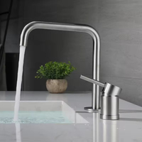 Robinet d'évier de salle de bains en acier inoxydable sur mesure 2 trous mitigeur de lavabo pour hôtel villa