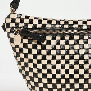 Sacs messagers en cuir noir à carreaux personnalisés pour femmes, sacs bandoulière décontractés, sacs de voyage, grande capacité, sangle réglable, sac banane - Product Image 3