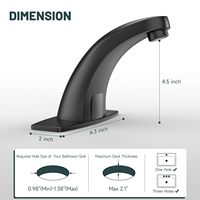 Robinet d'induction moderne en laiton noir HLK, sortie d'eau automatique pour lavabo simple, avec cartouche céramique pour salle de bain