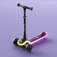 Trottinette pour enfants, trottinette à pousser pliable, design moderne, lumineuse, 3 roues, hauteur réglable, trottinette pour bébé