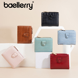 Baellerry Women's Short Wallet <b>Red</b> Crocodile Pattern Zipper Coin <b>Purse</b> Multifunctional Everyday Use - Product Image 4