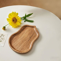 Plateau en bois d'acacia en forme de calebasse, plateau de rangement pour bijoux, plateau à fruits, plateau à thé et café, plateau à pain, plateau à fruits, plateau à bonbons et gâteaux