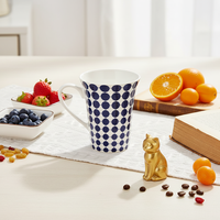 Tasse créative bleue à pois à bec incliné en porcelaine fine pour la maison, le bureau, les couples, les meilleurs amis, le petit-déjeuner et le lait