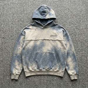 Sudadera con capucha oversize <span class=keywords><strong>de</strong></span> algodón 100% con bordado y estampado gráfico 23, lavado ácido azul personalizado, teñido efecto nube y borde sin rematar, estilo streetwear para - Product Image 1